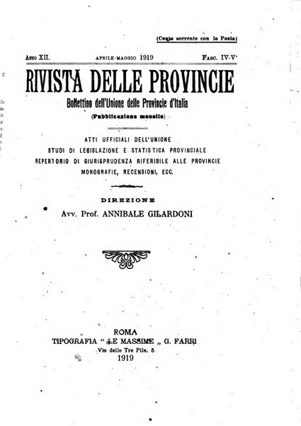 Rivista delle province bollettino dell'Unione delle province d'Italia