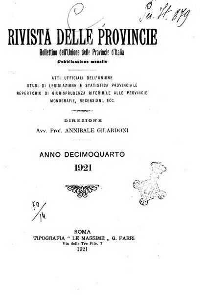 Rivista delle province bollettino dell'Unione delle province d'Italia