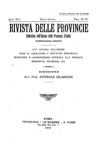 Rivista delle province bollettino dell'Unione delle province d'Italia