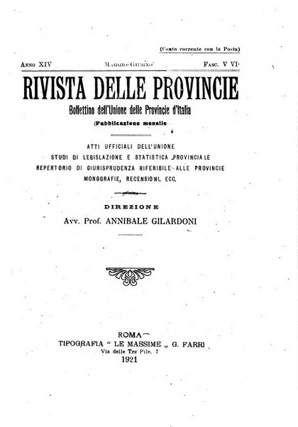 Rivista delle province bollettino dell'Unione delle province d'Italia