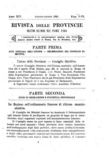 Rivista delle province bollettino dell'Unione delle province d'Italia