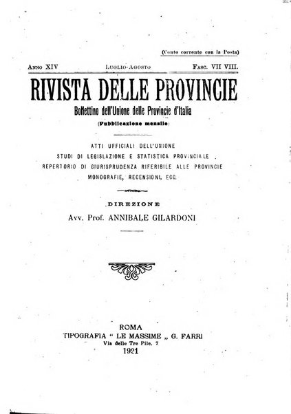 Rivista delle province bollettino dell'Unione delle province d'Italia