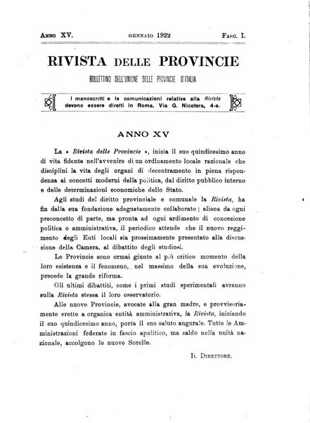 Rivista delle province bollettino dell'Unione delle province d'Italia