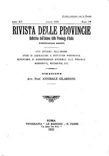 Rivista delle province bollettino dell'Unione delle province d'Italia