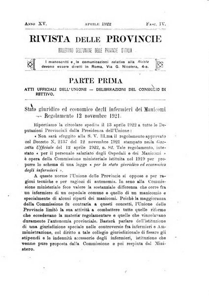 Rivista delle province bollettino dell'Unione delle province d'Italia