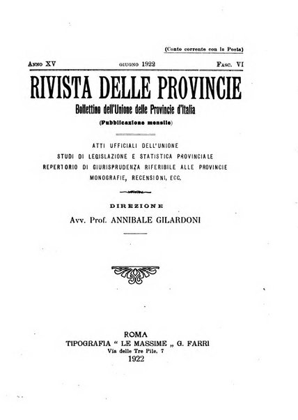 Rivista delle province bollettino dell'Unione delle province d'Italia