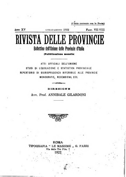 Rivista delle province bollettino dell'Unione delle province d'Italia