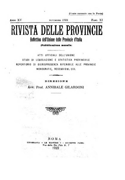 Rivista delle province bollettino dell'Unione delle province d'Italia