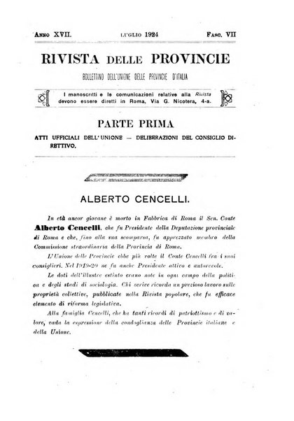 Rivista delle province bollettino dell'Unione delle province d'Italia