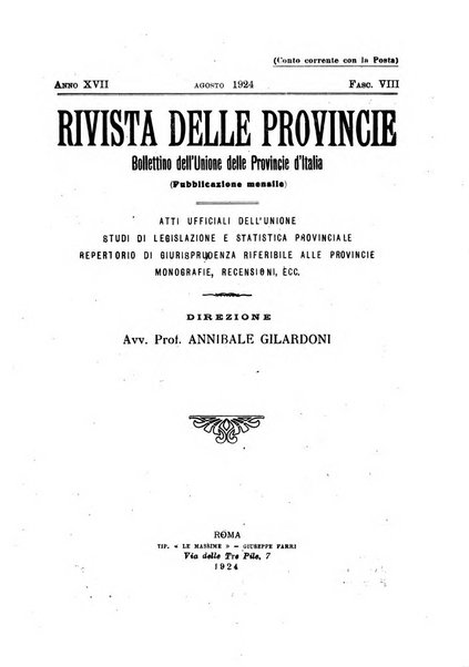 Rivista delle province bollettino dell'Unione delle province d'Italia