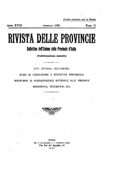 Rivista delle province bollettino dell'Unione delle province d'Italia