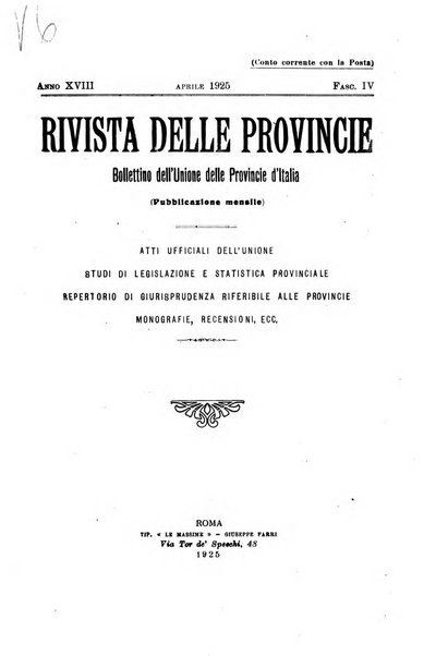 Rivista delle province bollettino dell'Unione delle province d'Italia