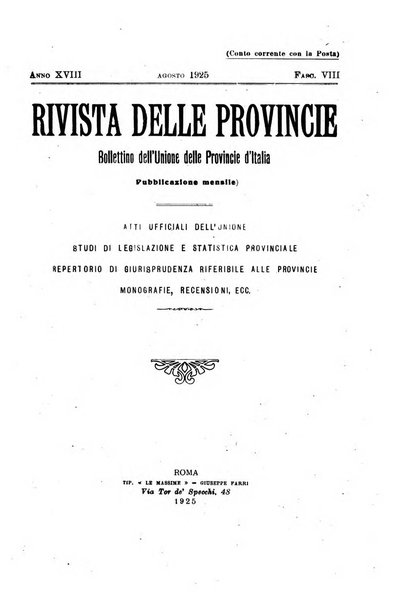 Rivista delle province bollettino dell'Unione delle province d'Italia