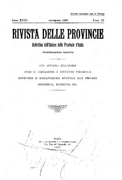 Rivista delle province bollettino dell'Unione delle province d'Italia