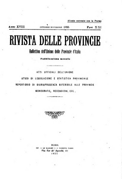 Rivista delle province bollettino dell'Unione delle province d'Italia