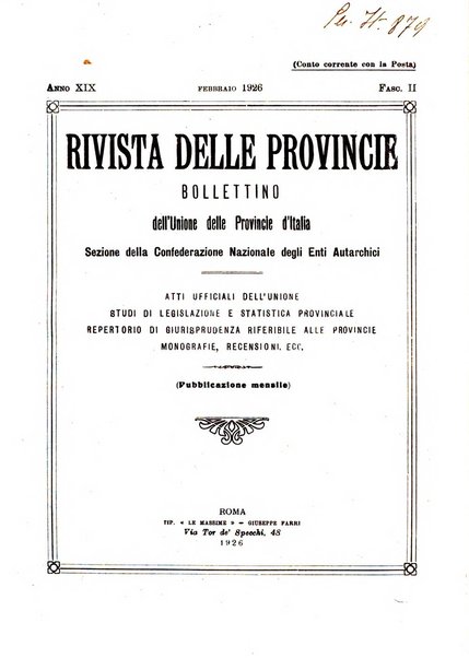 Rivista delle province bollettino dell'Unione delle province d'Italia