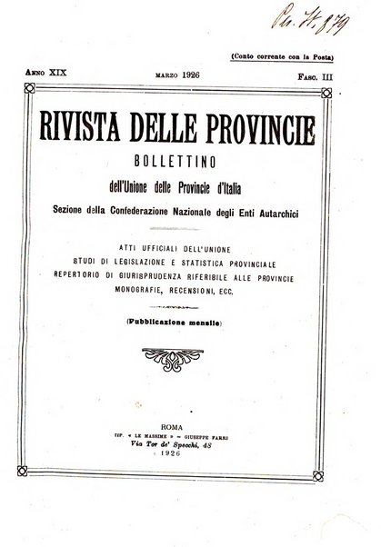 Rivista delle province bollettino dell'Unione delle province d'Italia