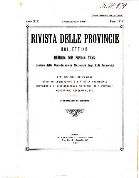 Rivista delle province bollettino dell'Unione delle province d'Italia