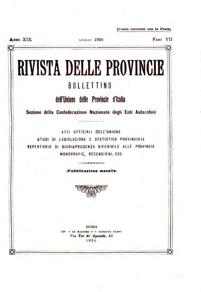 Rivista delle province bollettino dell'Unione delle province d'Italia