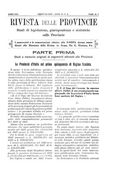 Rivista delle province bollettino dell'Unione delle province d'Italia