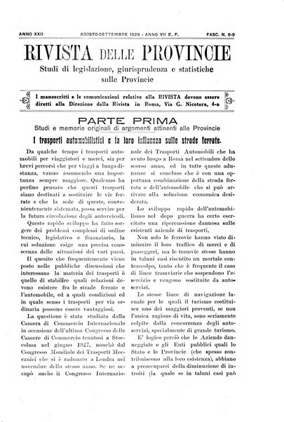 Rivista delle province bollettino dell'Unione delle province d'Italia