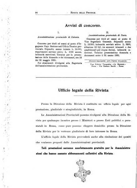 Rivista delle province bollettino dell'Unione delle province d'Italia