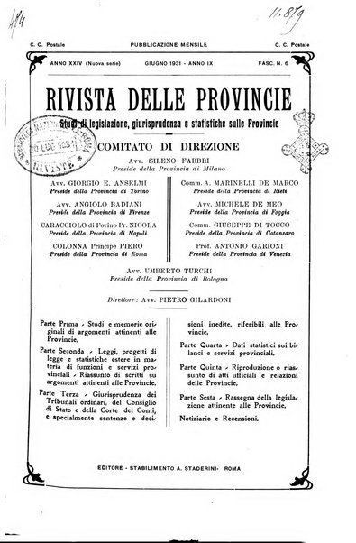 Rivista delle province bollettino dell'Unione delle province d'Italia