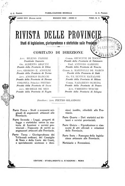 Rivista delle province bollettino dell'Unione delle province d'Italia