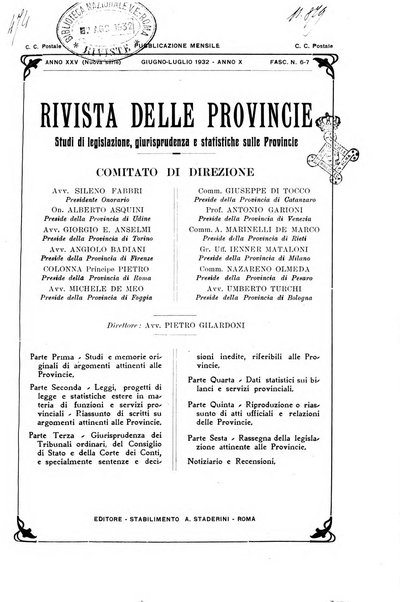 Rivista delle province bollettino dell'Unione delle province d'Italia