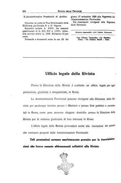 Rivista delle province bollettino dell'Unione delle province d'Italia