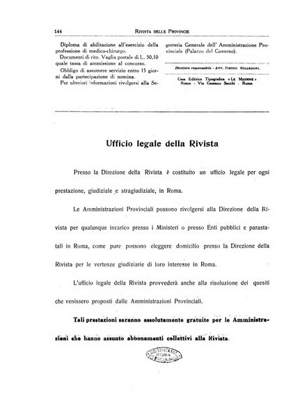 Rivista delle province bollettino dell'Unione delle province d'Italia