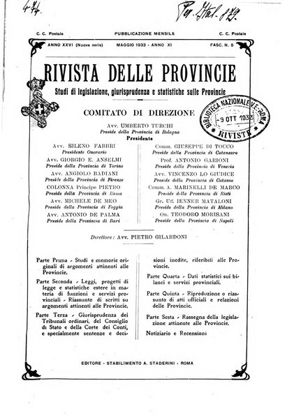 Rivista delle province bollettino dell'Unione delle province d'Italia