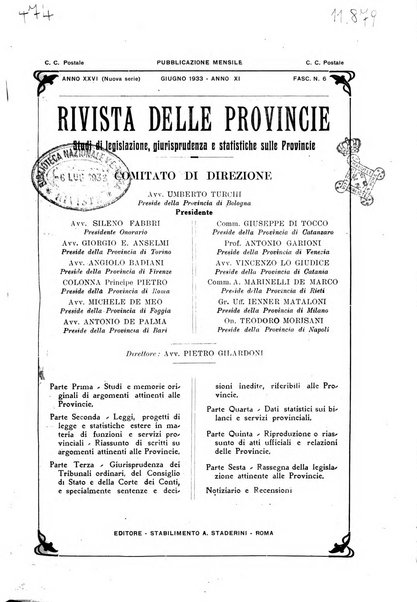 Rivista delle province bollettino dell'Unione delle province d'Italia