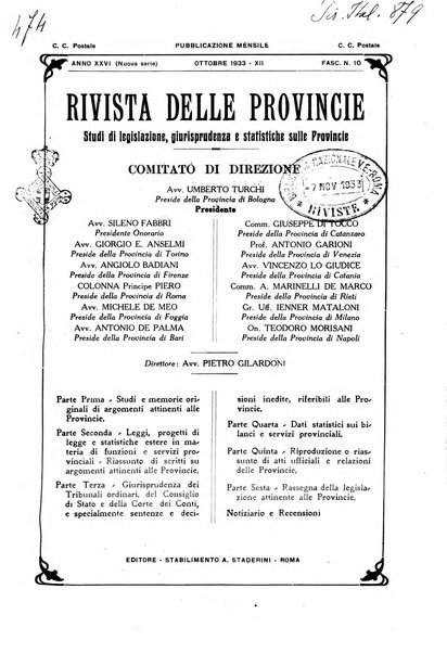 Rivista delle province bollettino dell'Unione delle province d'Italia