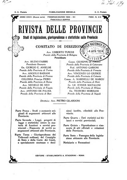 Rivista delle province bollettino dell'Unione delle province d'Italia