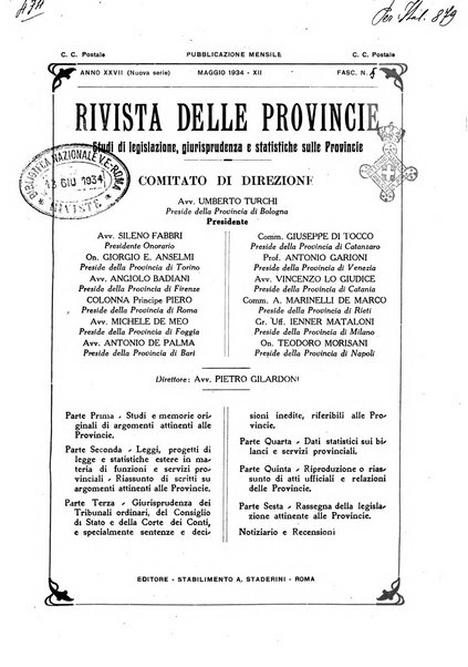 Rivista delle province bollettino dell'Unione delle province d'Italia