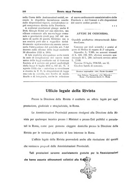 Rivista delle province bollettino dell'Unione delle province d'Italia