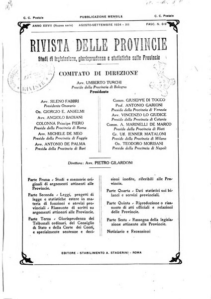 Rivista delle province bollettino dell'Unione delle province d'Italia