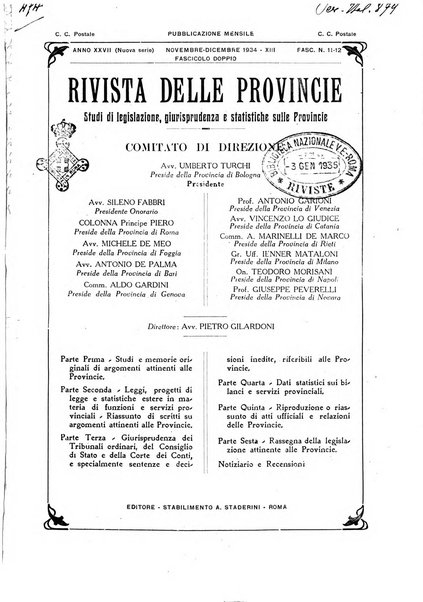 Rivista delle province bollettino dell'Unione delle province d'Italia