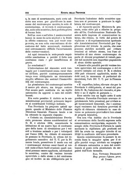 Rivista delle province bollettino dell'Unione delle province d'Italia