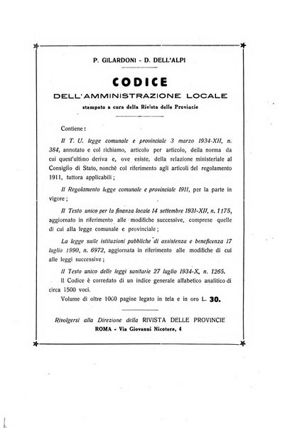 Rivista delle province bollettino dell'Unione delle province d'Italia