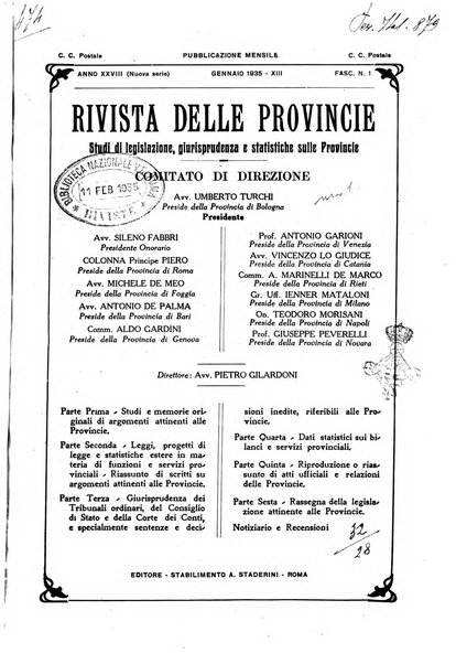 Rivista delle province bollettino dell'Unione delle province d'Italia