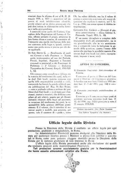 Rivista delle province bollettino dell'Unione delle province d'Italia