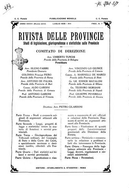 Rivista delle province bollettino dell'Unione delle province d'Italia