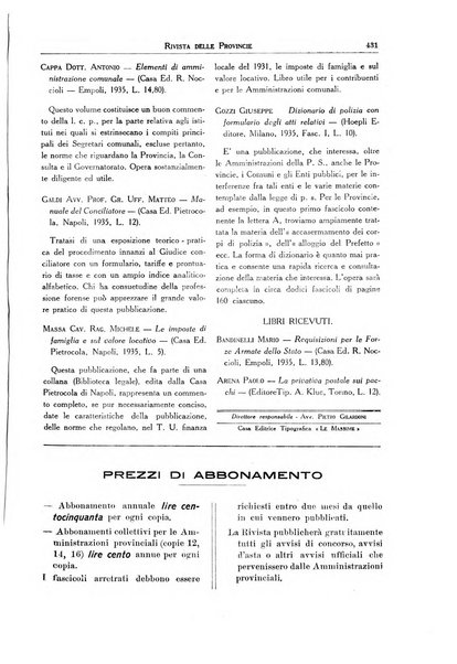 Rivista delle province bollettino dell'Unione delle province d'Italia