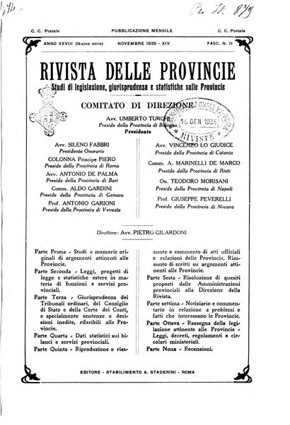 Rivista delle province bollettino dell'Unione delle province d'Italia