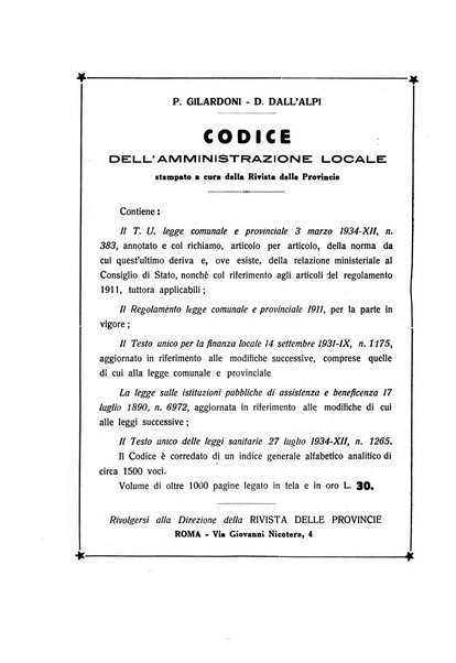 Rivista delle province bollettino dell'Unione delle province d'Italia