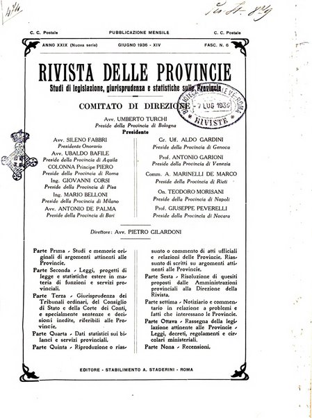 Rivista delle province bollettino dell'Unione delle province d'Italia