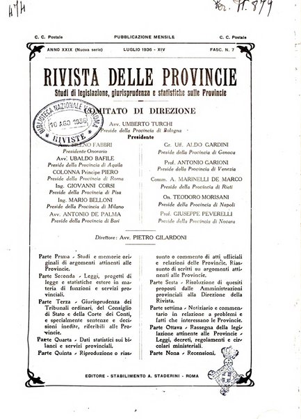 Rivista delle province bollettino dell'Unione delle province d'Italia