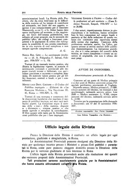 Rivista delle province bollettino dell'Unione delle province d'Italia